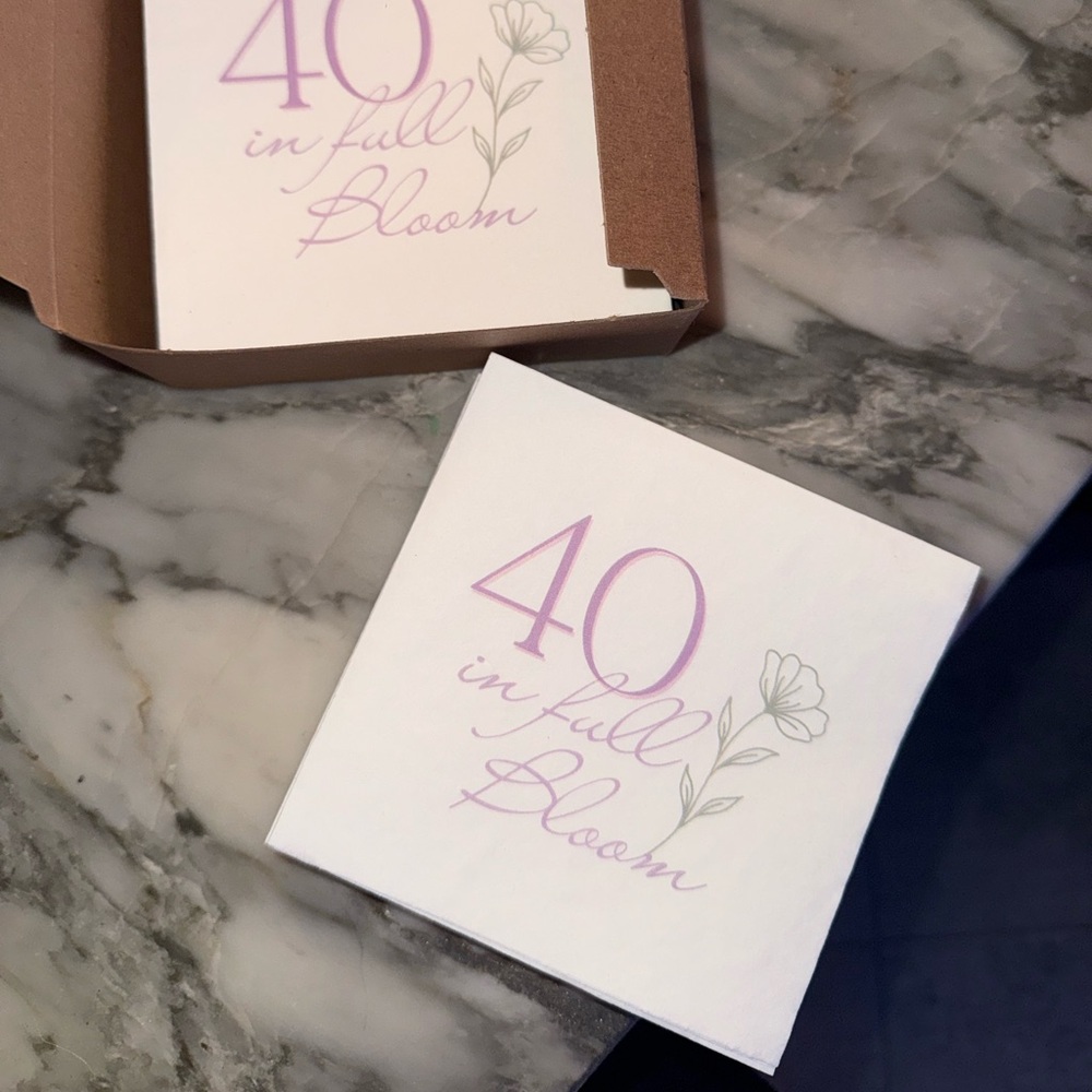 Floral '40 in Full Bloom' Cocktail Napkins